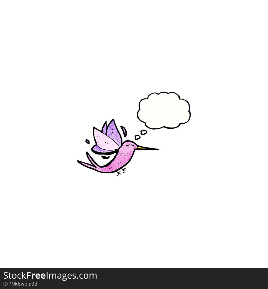 cartoon hummingbird with thought bubble