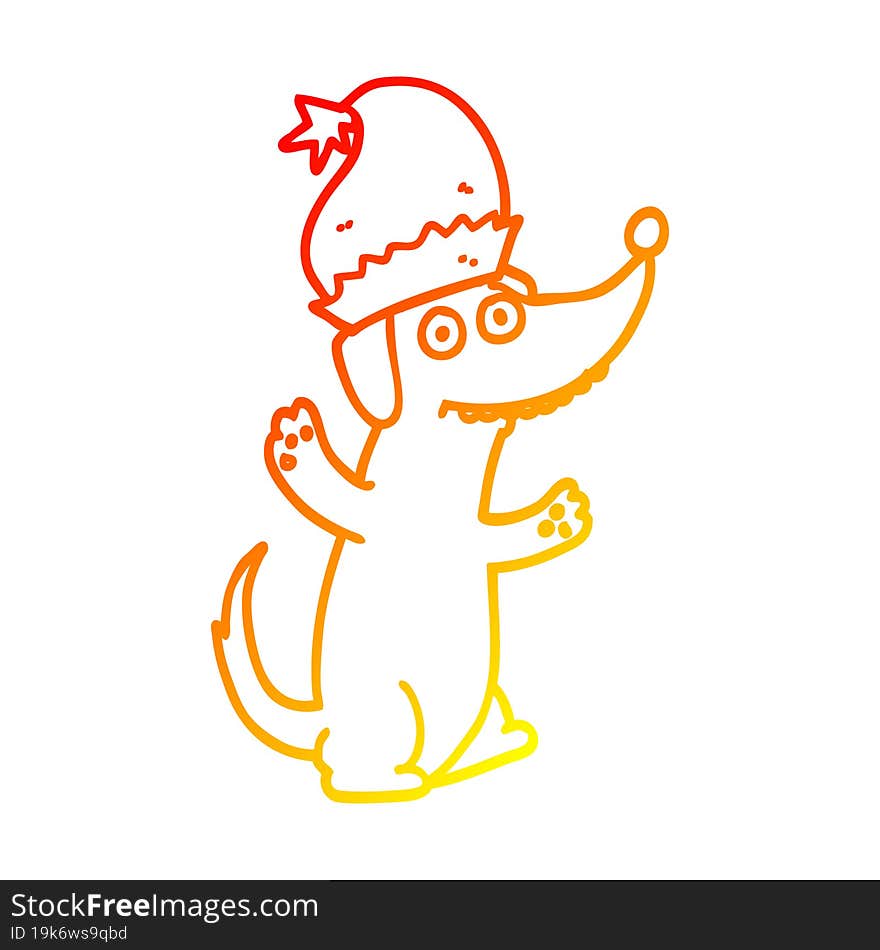 warm gradient line drawing cute christmas cartoon dog