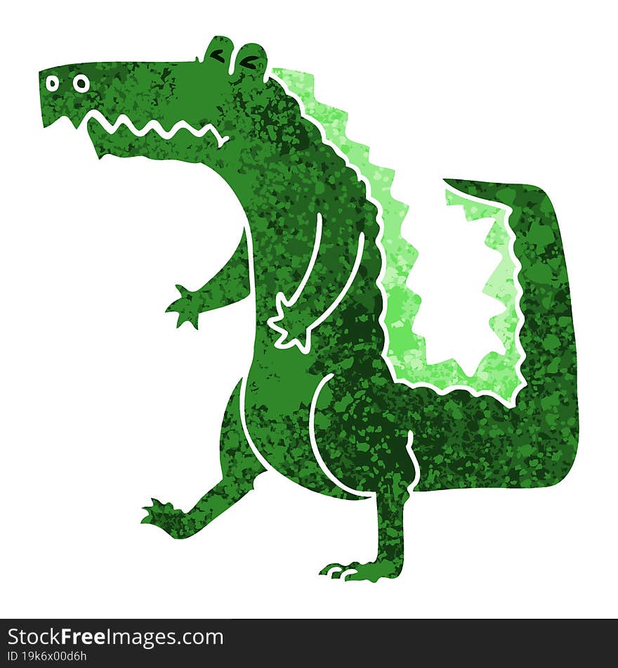 quirky retro illustration style cartoon crocodile