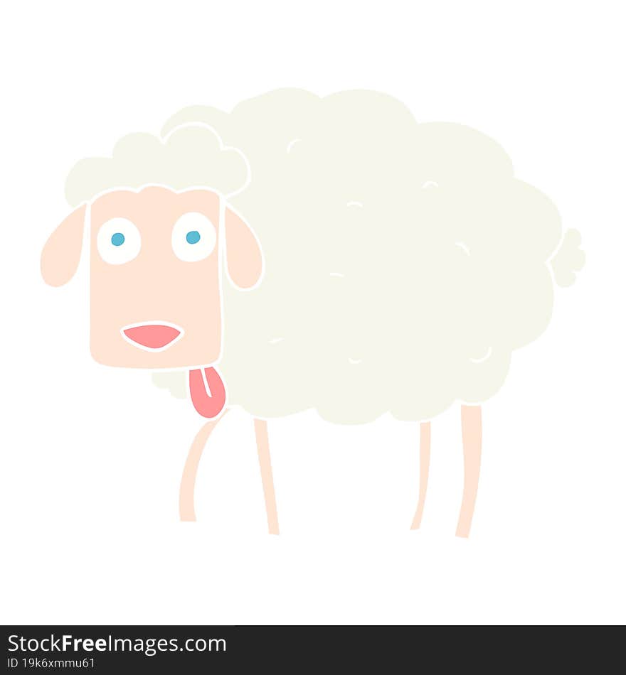 Flat Color Illustration Of A Cartoon Sheep