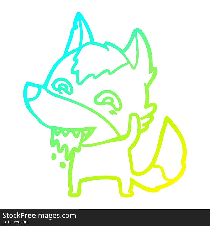 cold gradient line drawing cartoon hungry wolf