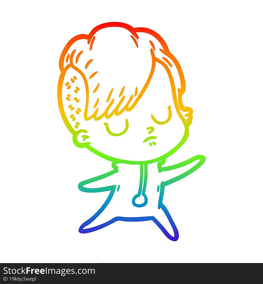 rainbow gradient line drawing of a cartoon woman