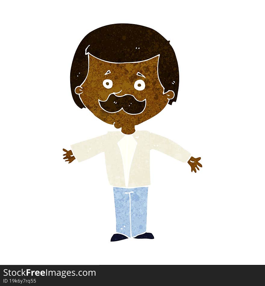 Cartoon Mustache Man With Open Arms