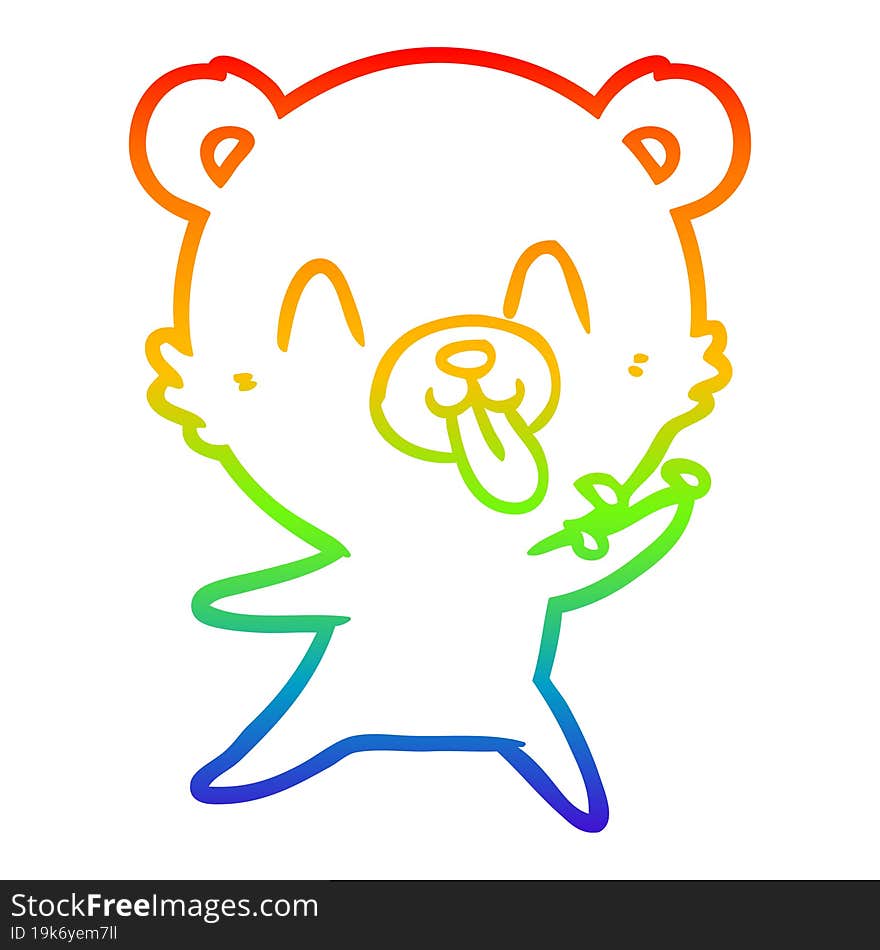 rainbow gradient line drawing rude cartoon bear