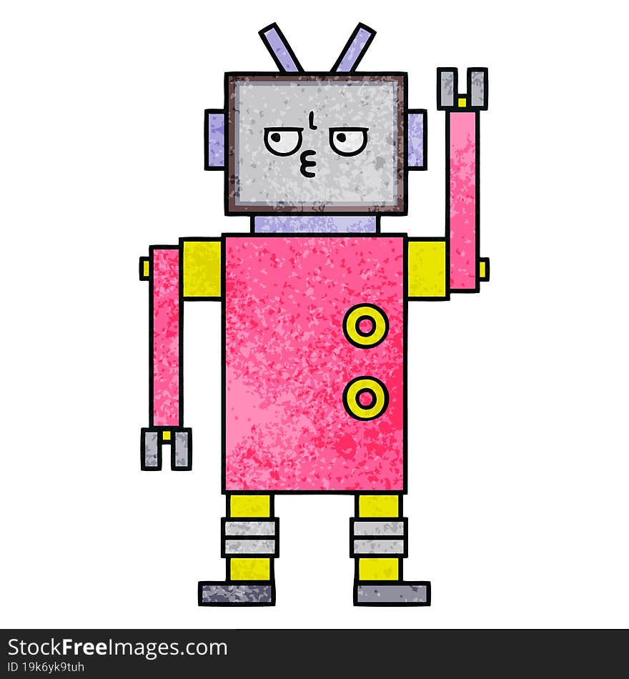 Retro Grunge Texture Cartoon Robot