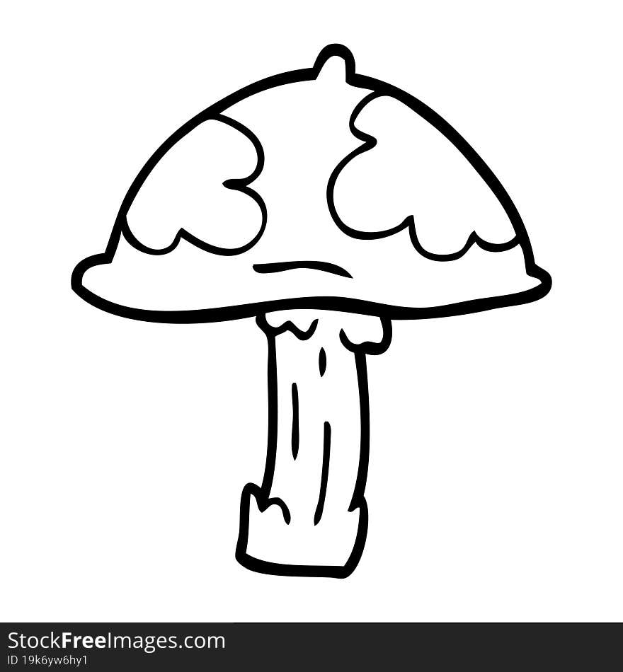 Line Drawing Cartoon Poisonous Toadstool