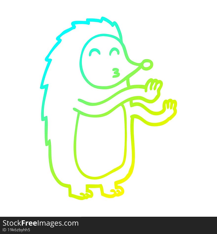 Cold Gradient Line Drawing Cartoon Dancing Hedgehog