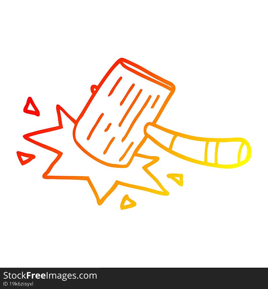 warm gradient line drawing cartoon mallet