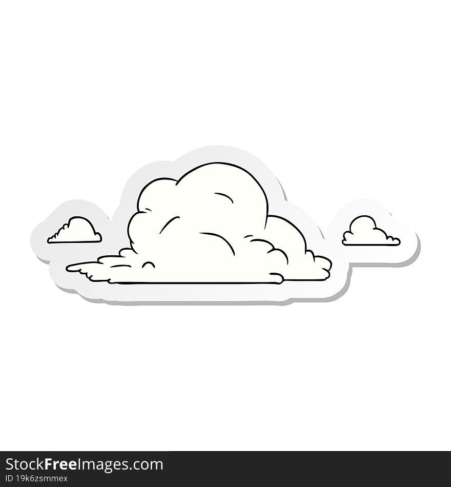 sticker cartoon doodle of white large clouds