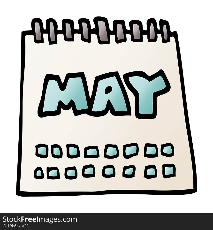 cartoon doodle calendar showing month of may