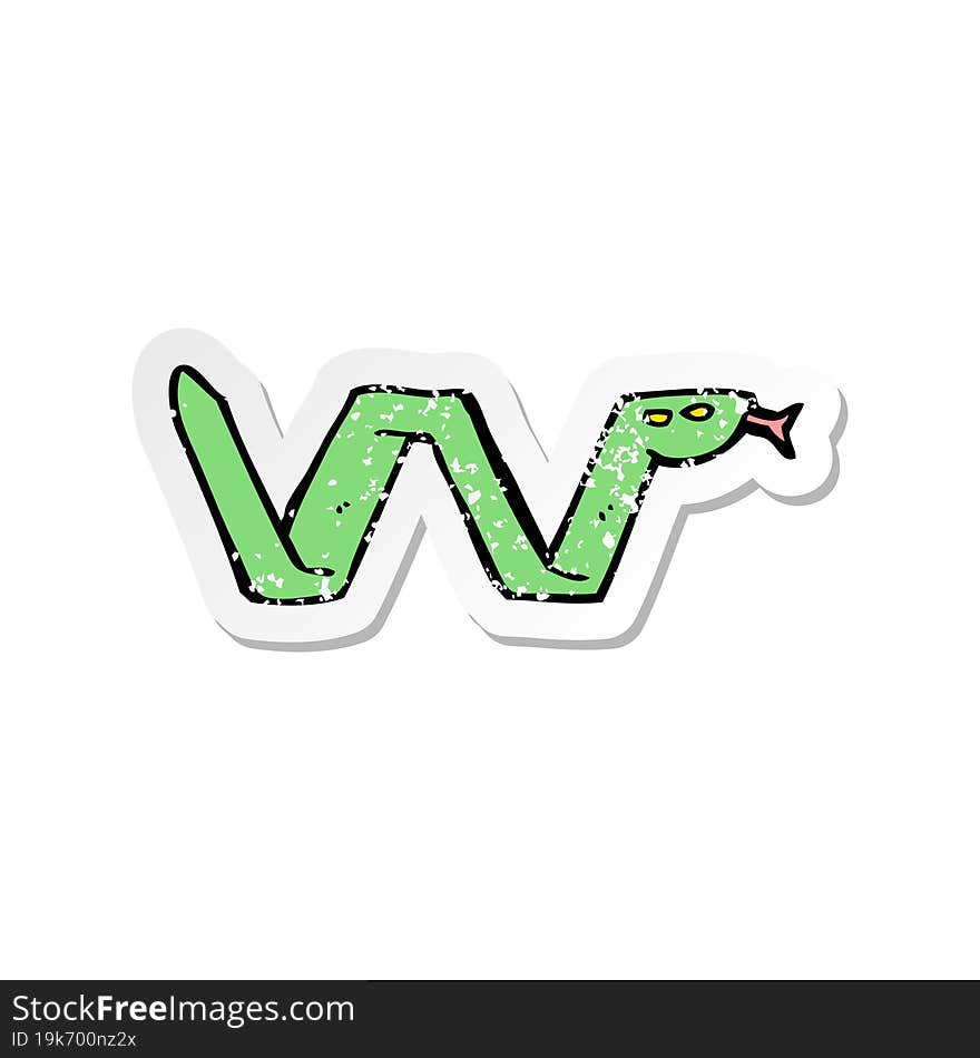 retro distressed sticker of a cartoon snake symbol