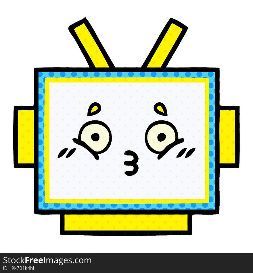 Comic Book Style Cartoon Robot Head