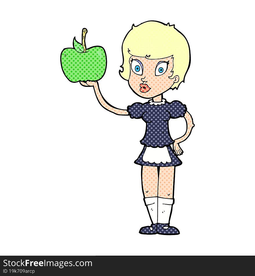 cartoon waitress with healthy food