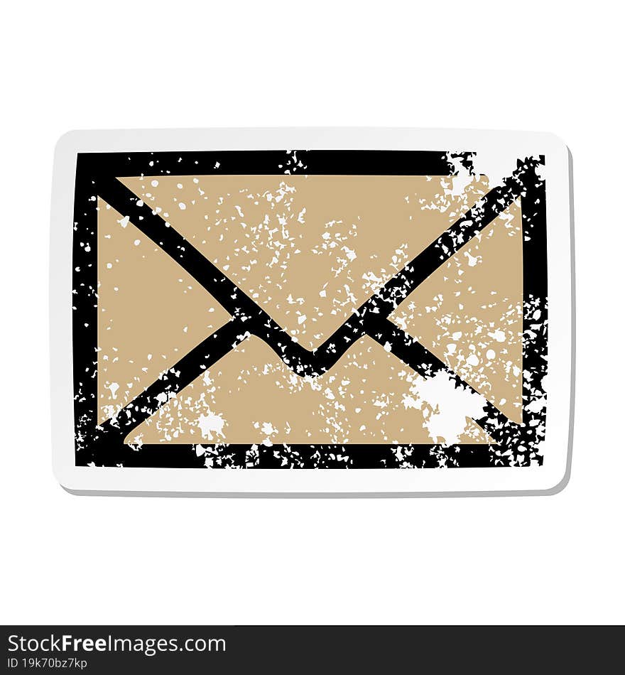 distressed sticker of a cute cartoon paper envelope