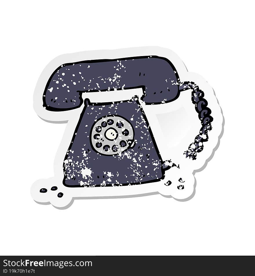 retro distressed sticker of a cartoon retro telephone