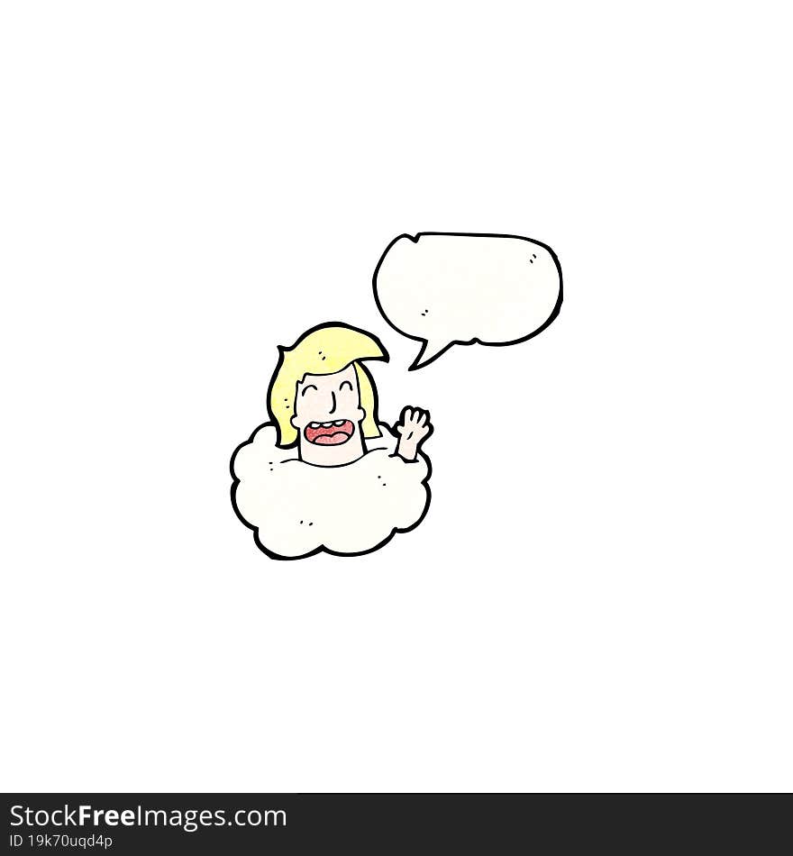 talking head in cloud cartoon