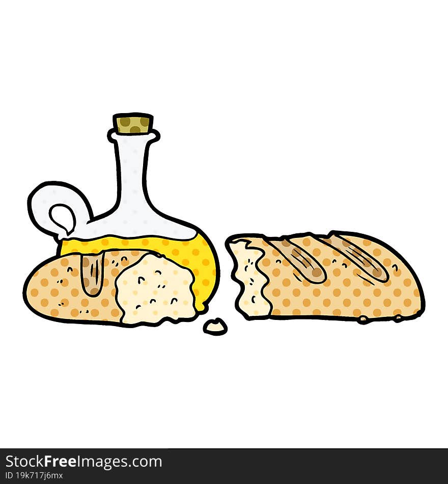 bread and oil cartoon. bread and oil cartoon