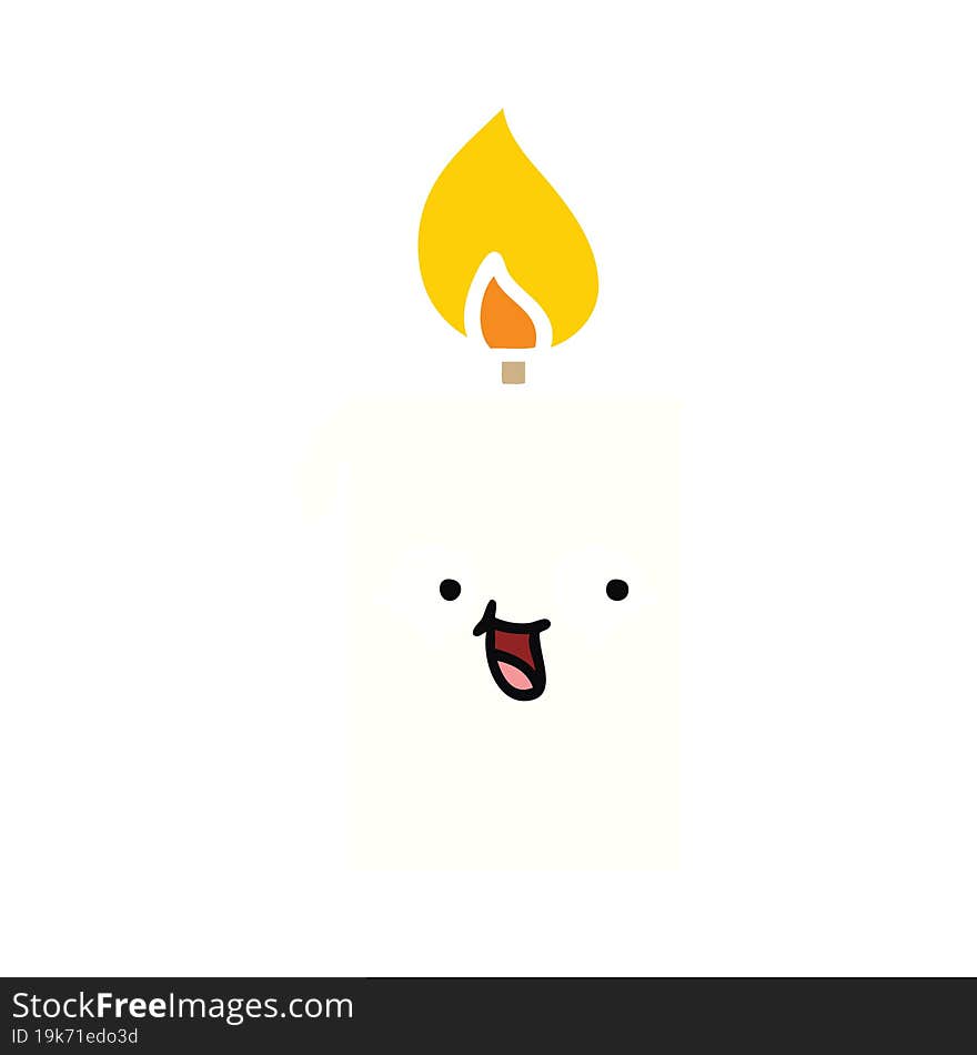 flat color retro cartoon of a lit candle