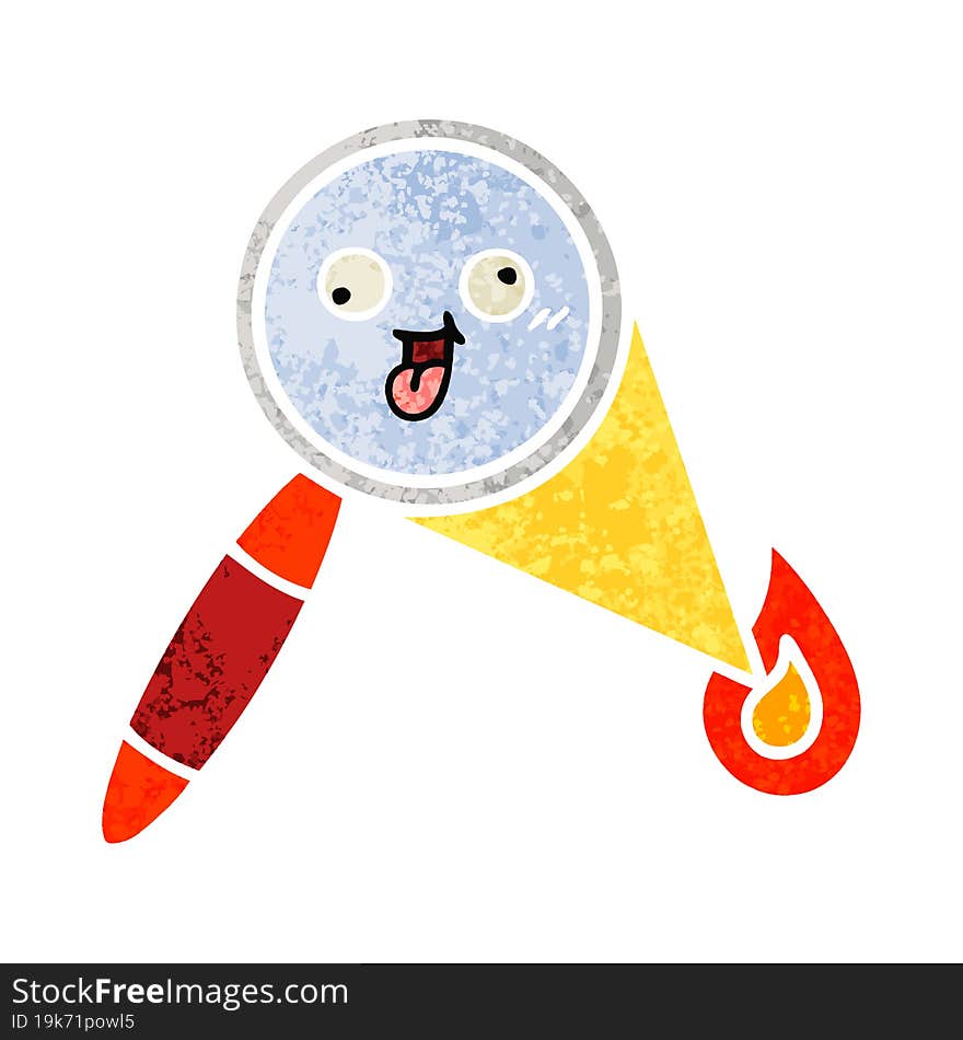 retro illustration style cartoon magnifying glass