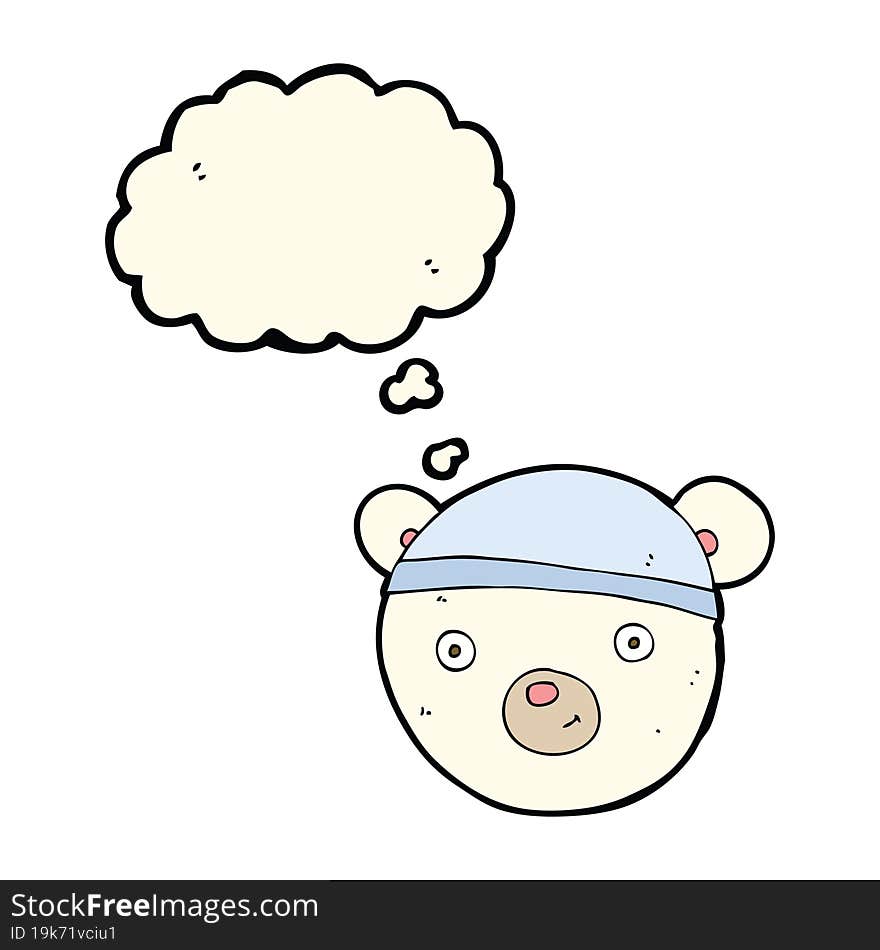 cartoon polar bear face with thought bubble