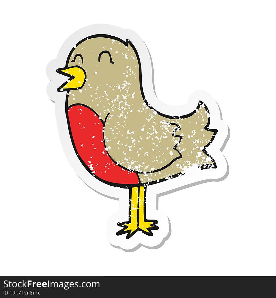 distressed sticker of a cartoon bird