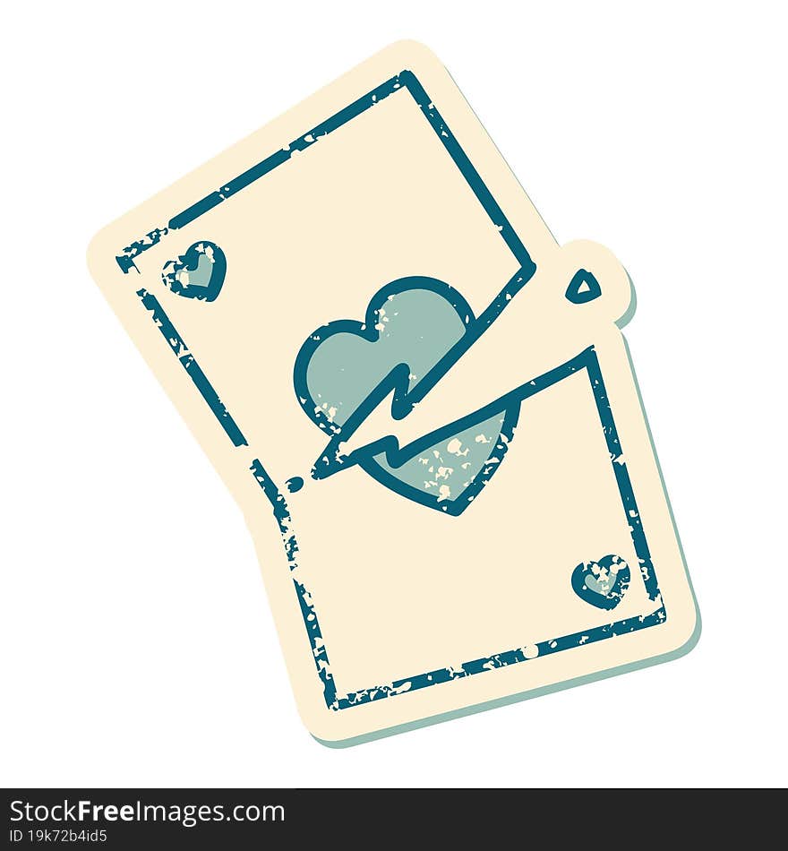 iconic distressed sticker tattoo style image of a torn card. iconic distressed sticker tattoo style image of a torn card