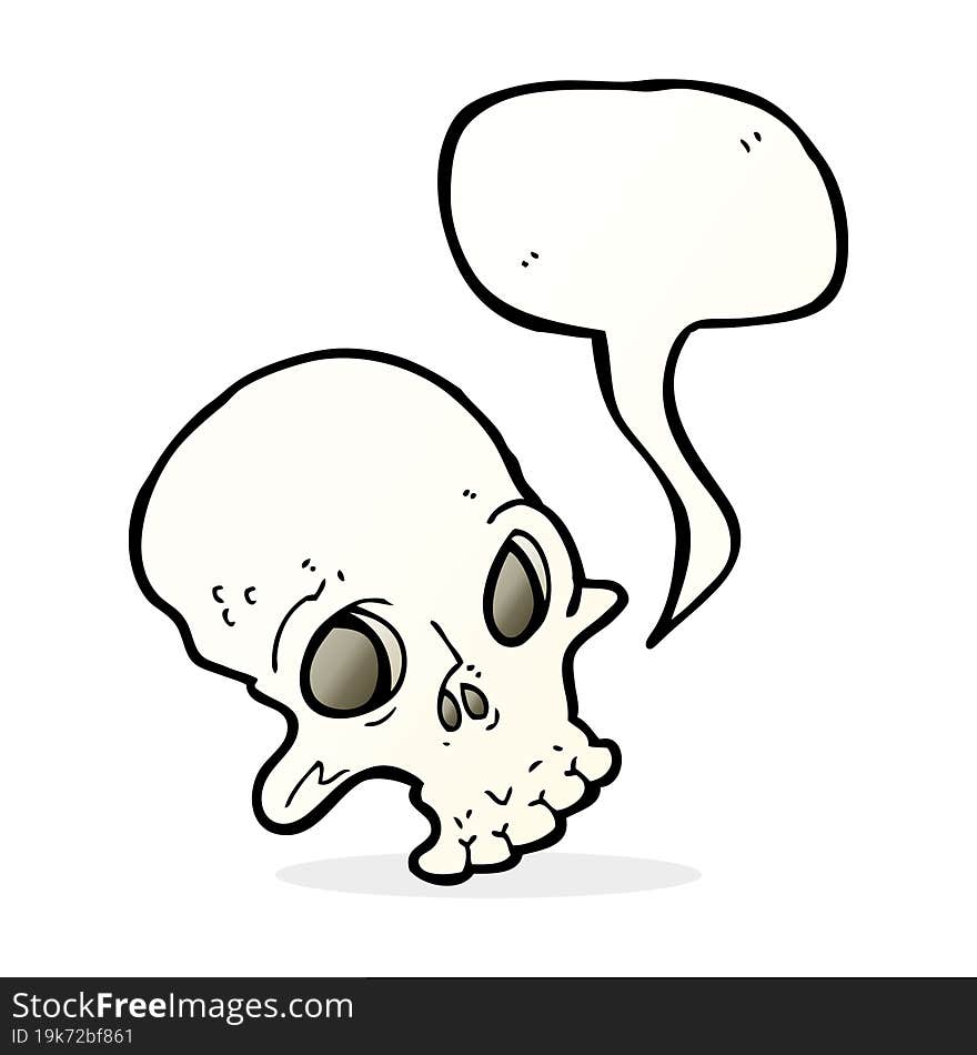 cartoon spooky skull with speech bubble