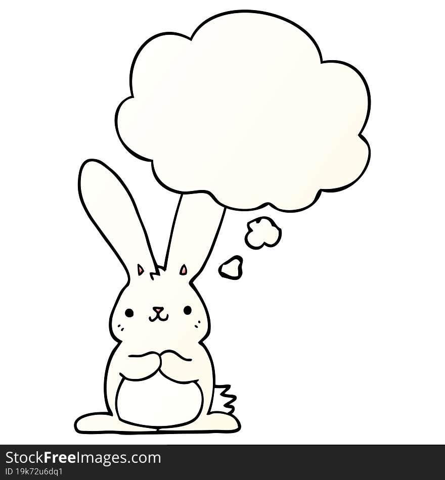 Cartoon Rabbit And Thought Bubble In Smooth Gradient Style