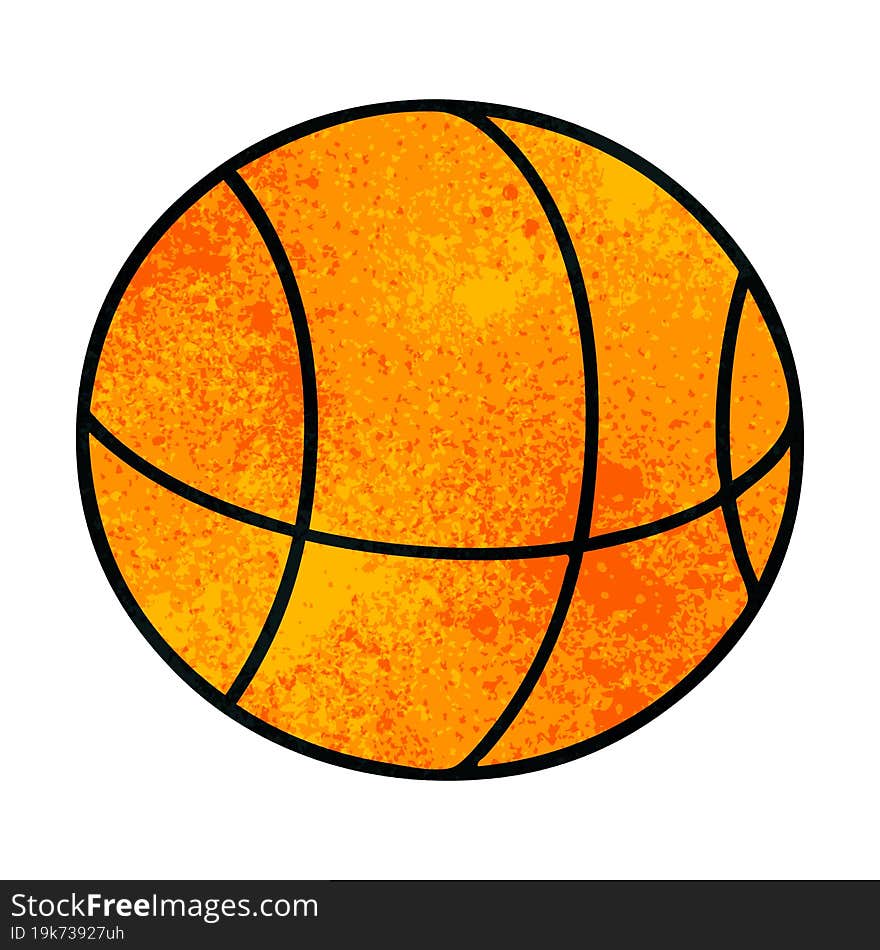 Retro Grunge Texture Cartoon Basket Ball