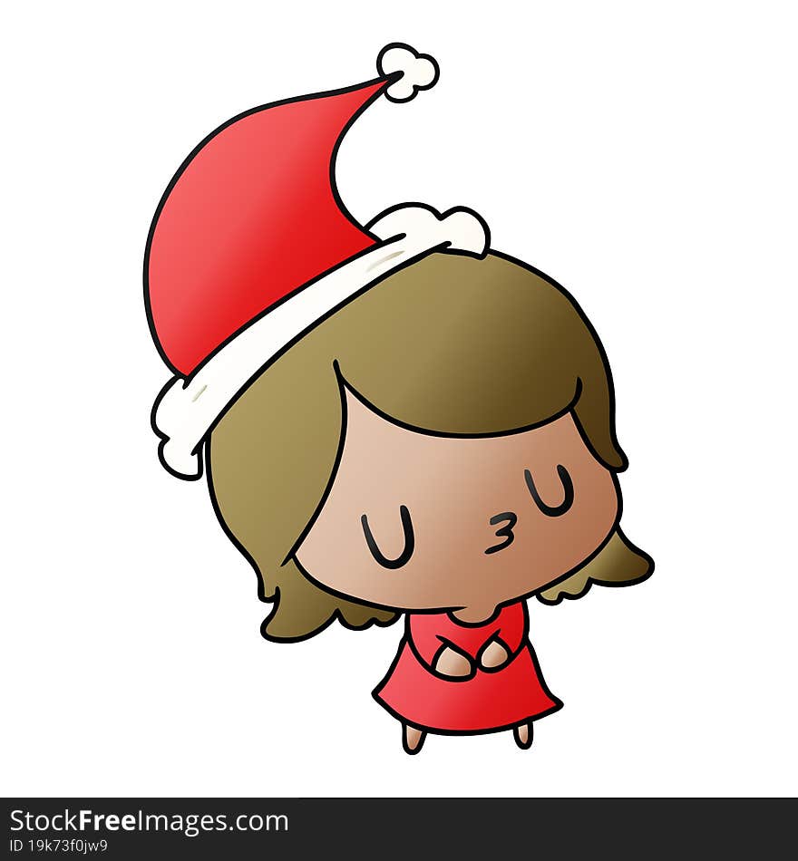 christmas gradient cartoon of kawaii girl