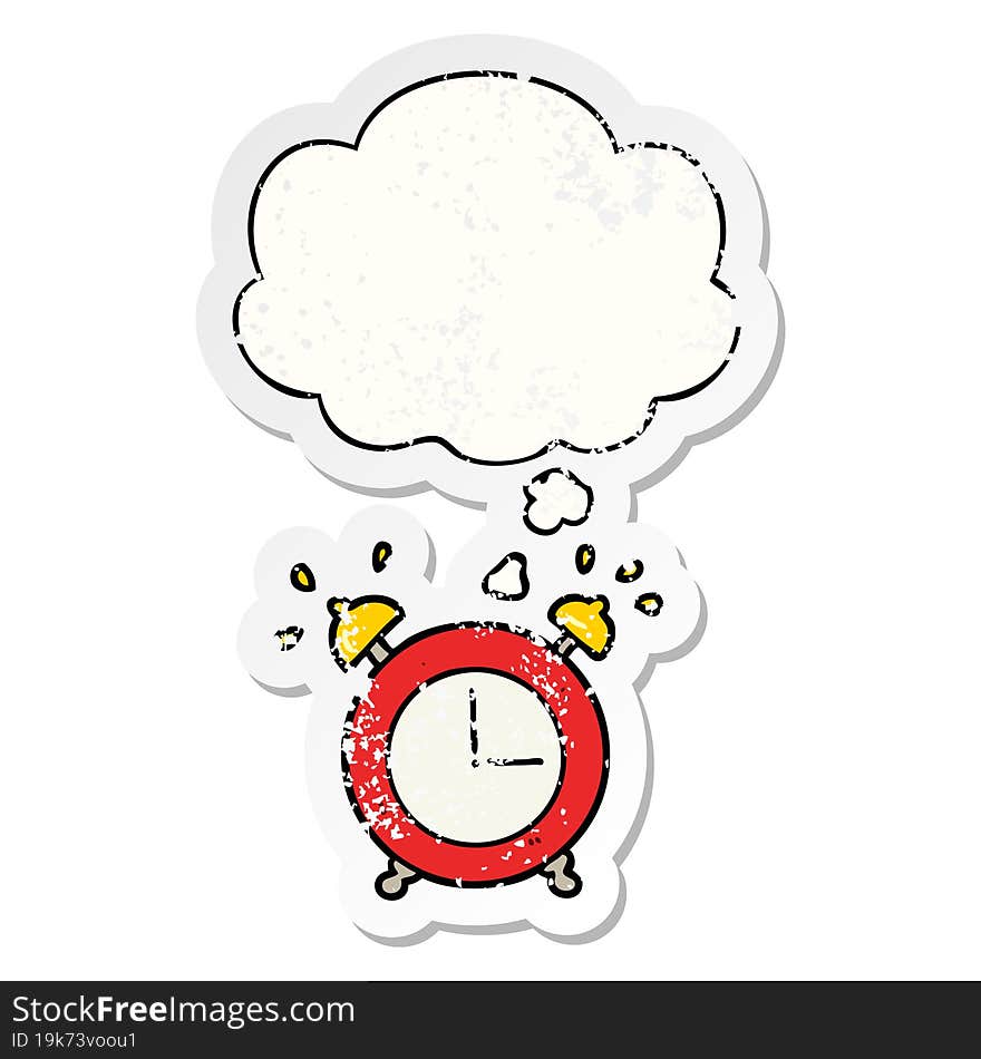 Alarm Clock And Thought Bubble As A Distressed Worn Sticker