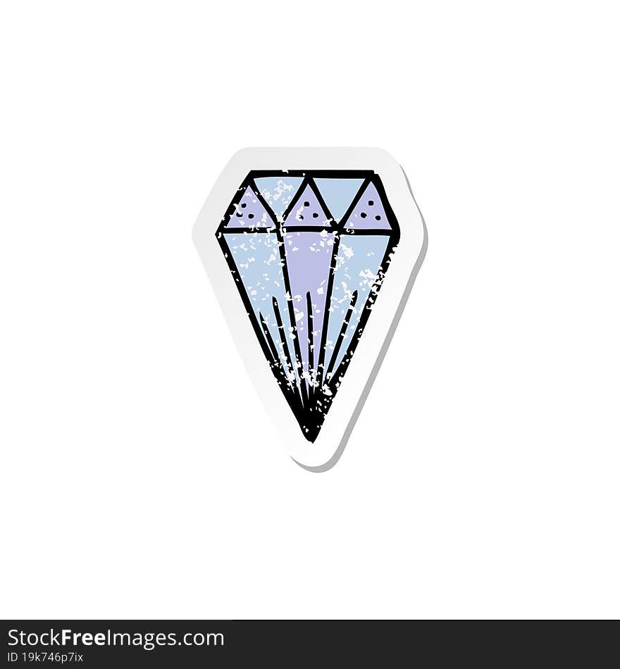 Retro Distressed Sticker Of A Cartoon Diamond Symbol