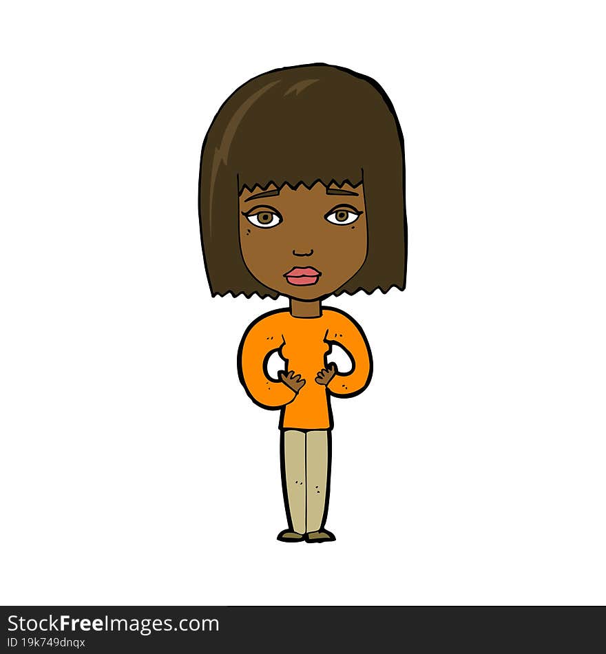 cartoon woman indicating self