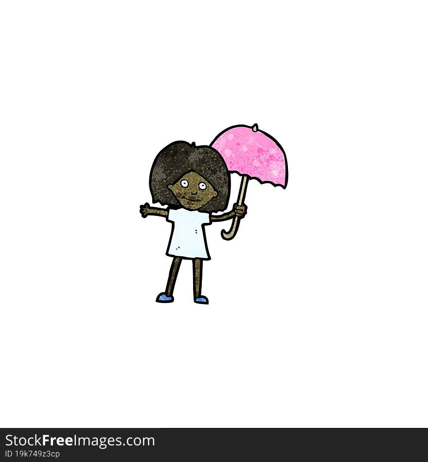 Cartoon Woman With Umbrella