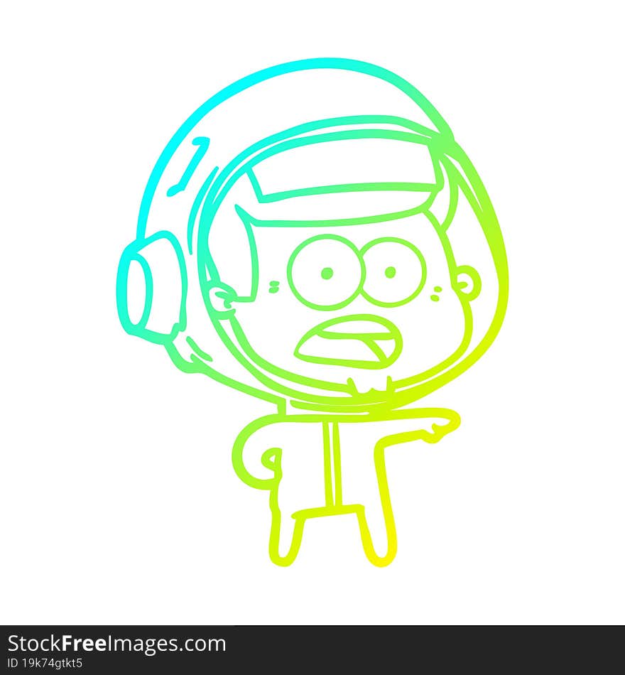 cold gradient line drawing cartoon surprised astronaut