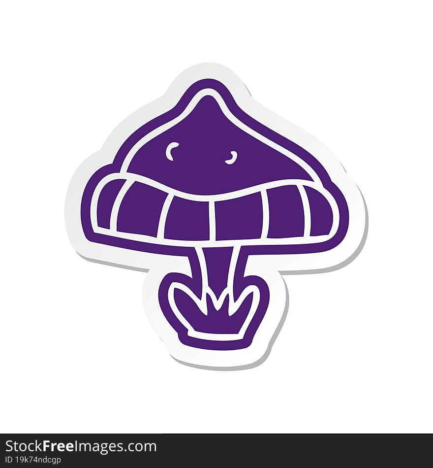 cartoon sticker of a single toadstool