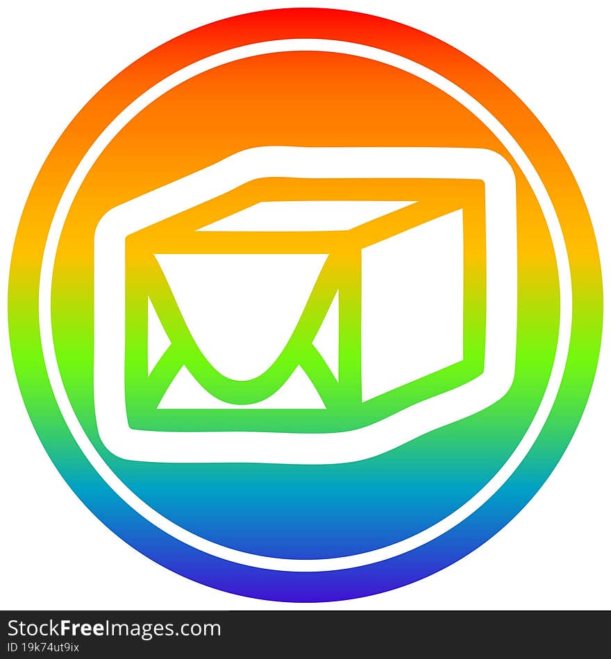 wrapped parcel circular in rainbow spectrum