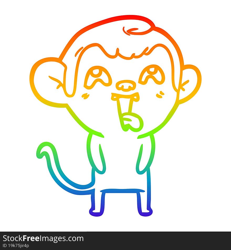 rainbow gradient line drawing crazy cartoon monkey