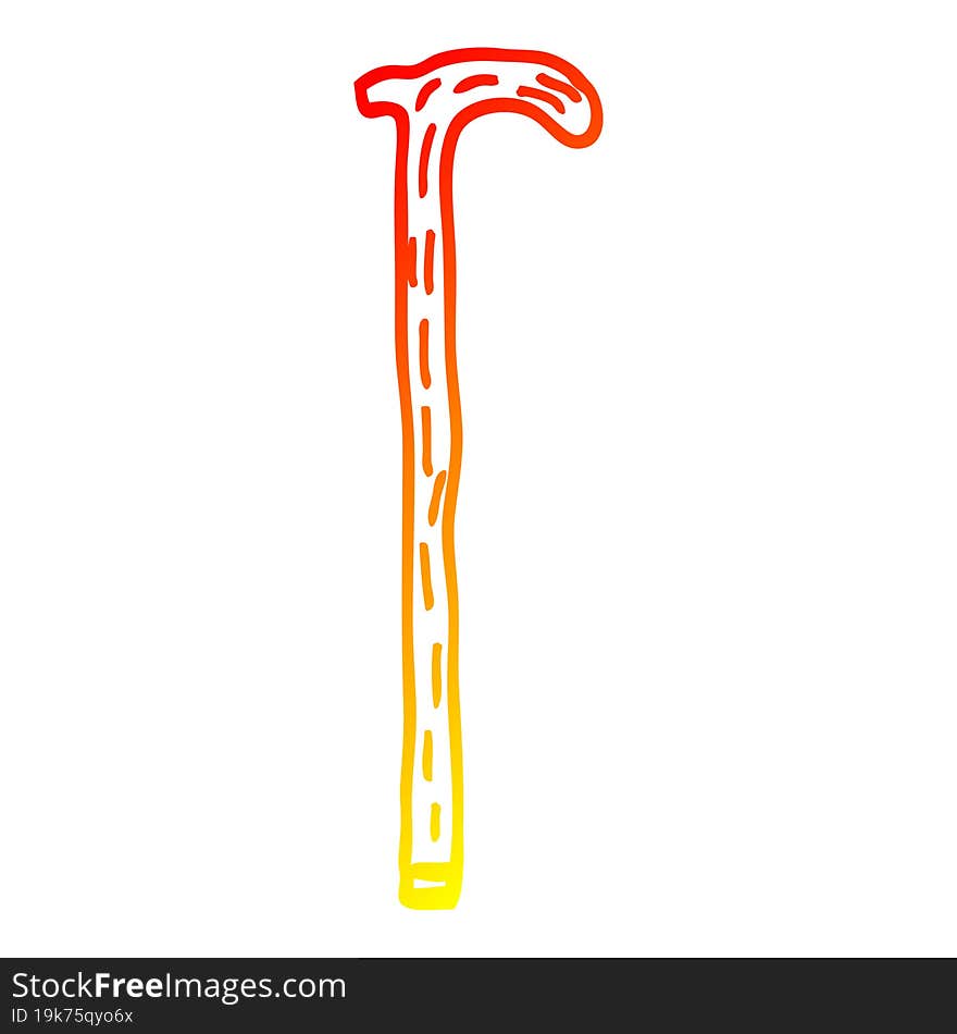 Warm Gradient Line Drawing Cartoon Walking Stick