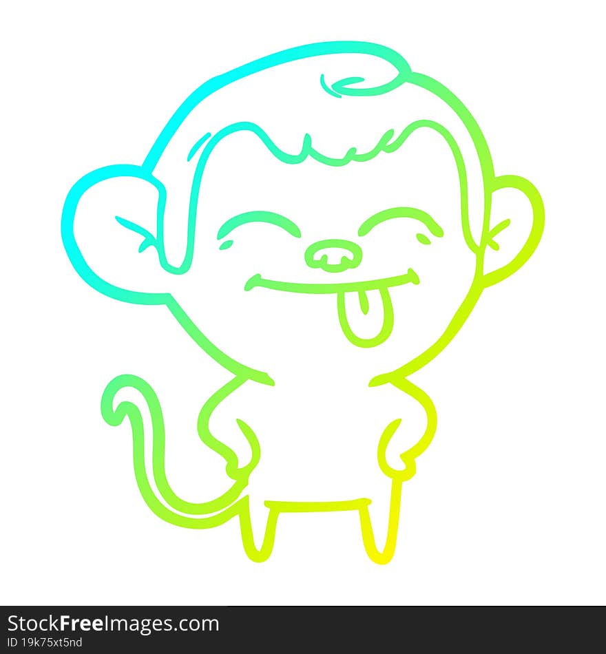 cold gradient line drawing funny cartoon monkey