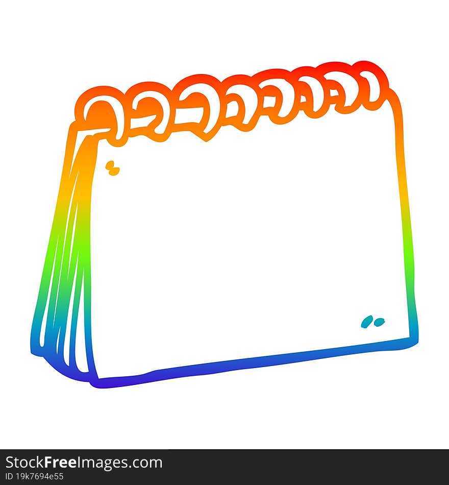 rainbow gradient line drawing of a cartoon blank calendar