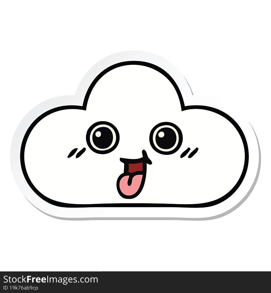 sticker of a cute cartoon cloud