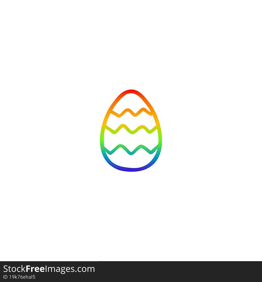 Rainbow Gradient Line Drawing Cartoon Painted Easter Egg