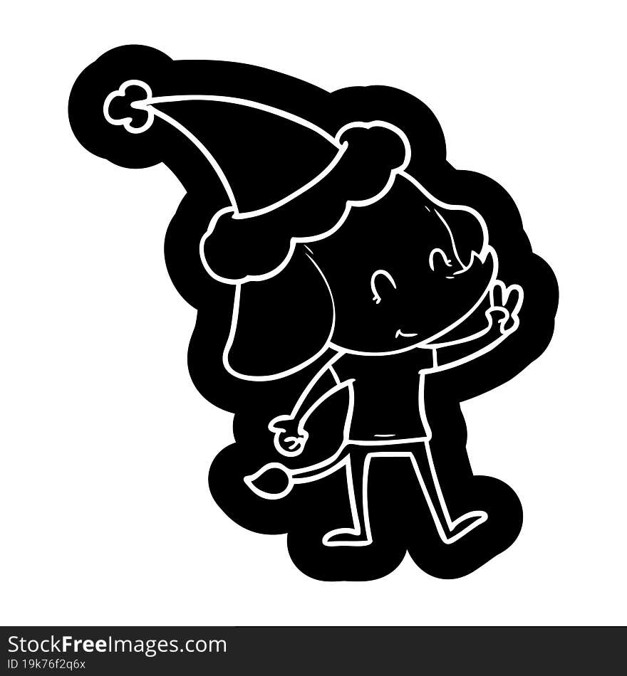 cute cartoon icon of a elephant wearing santa hat