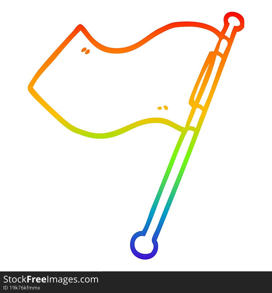 rainbow gradient line drawing cartoon red flag