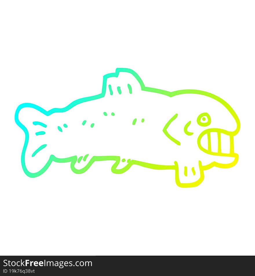 cold gradient line drawing cartoon large fish