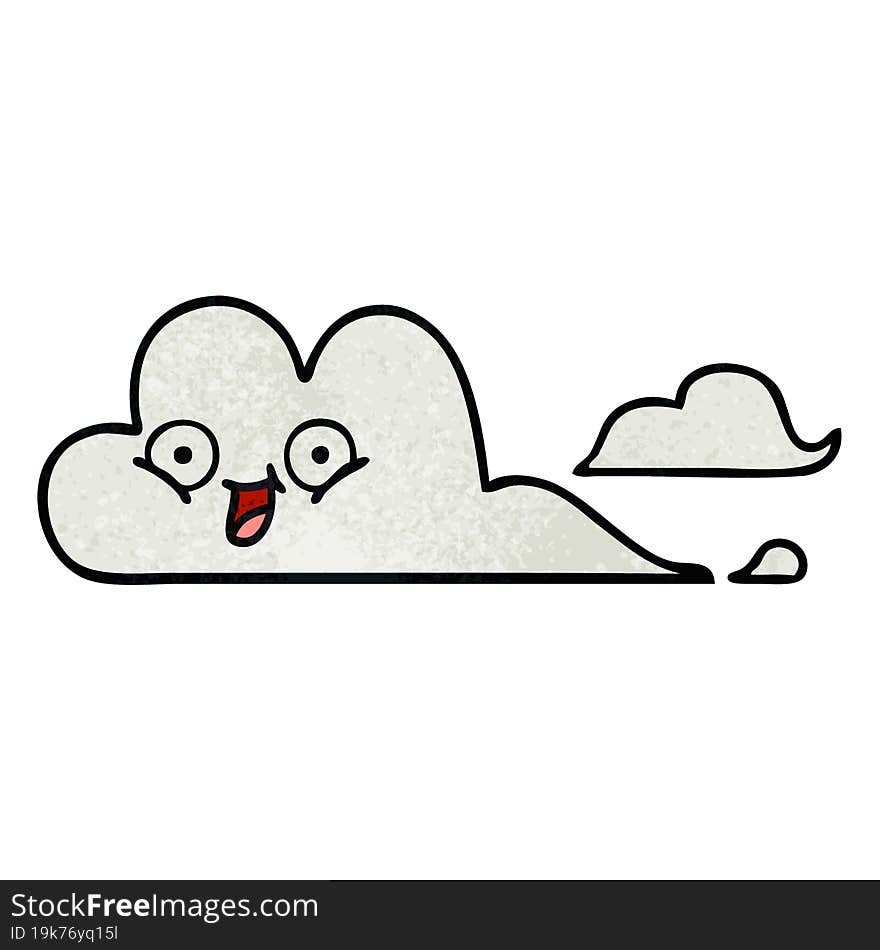 retro grunge texture cartoon of a happy cloud