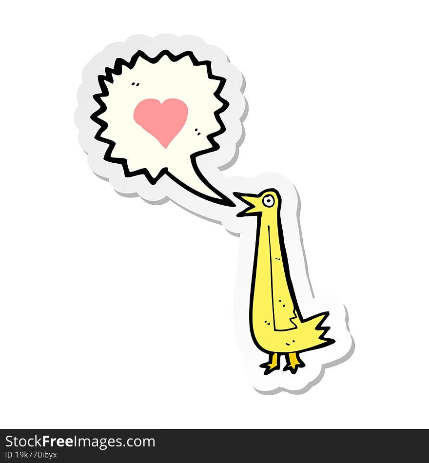 sticker of a cartoon tweeting bird