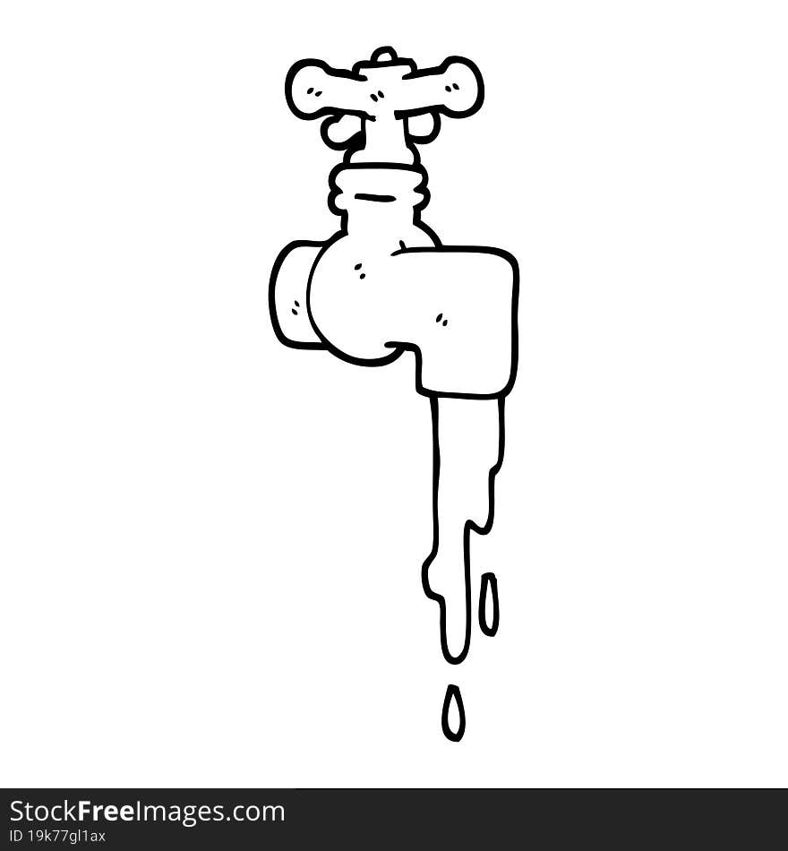 Black And White Cartoon Dripping Faucet