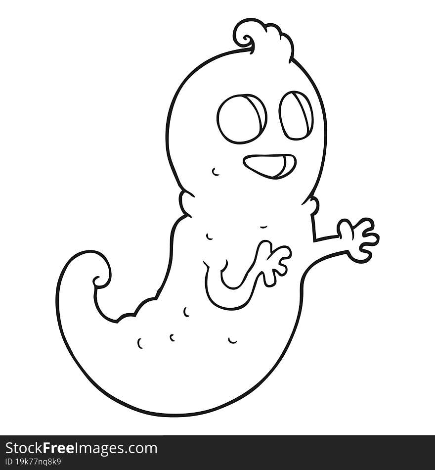 black and white cartoon ghost